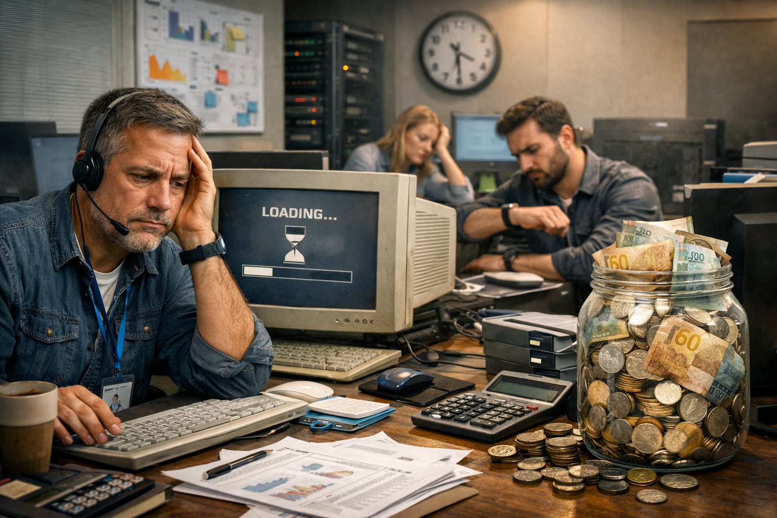 Computadores lentos custam R$ 45 mil/ano em produtividade perdida para empresa de 20 pessoas. Calculadora gratuita mostra impacto real na sua empresa.